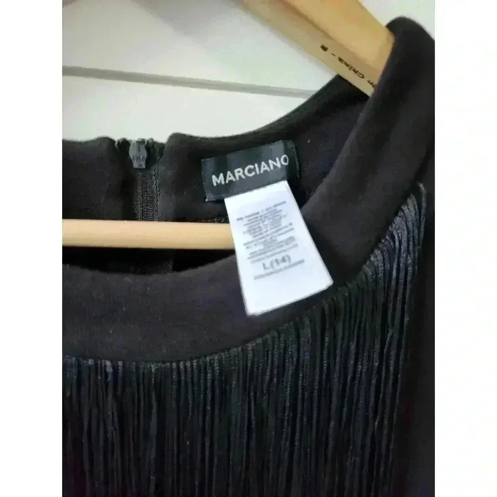 Girls Size L Marciano Black Fringe and Sequin Formal Party Dress